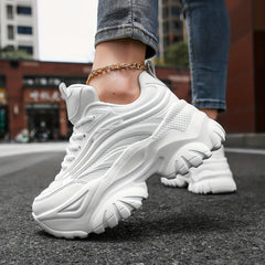Women's Mesh Chunky Sneakers Lace Up Platform Shoes Comfortable Low Top