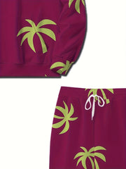Flowers Print Men's 2pcs Hoodie & Sweatpants Set