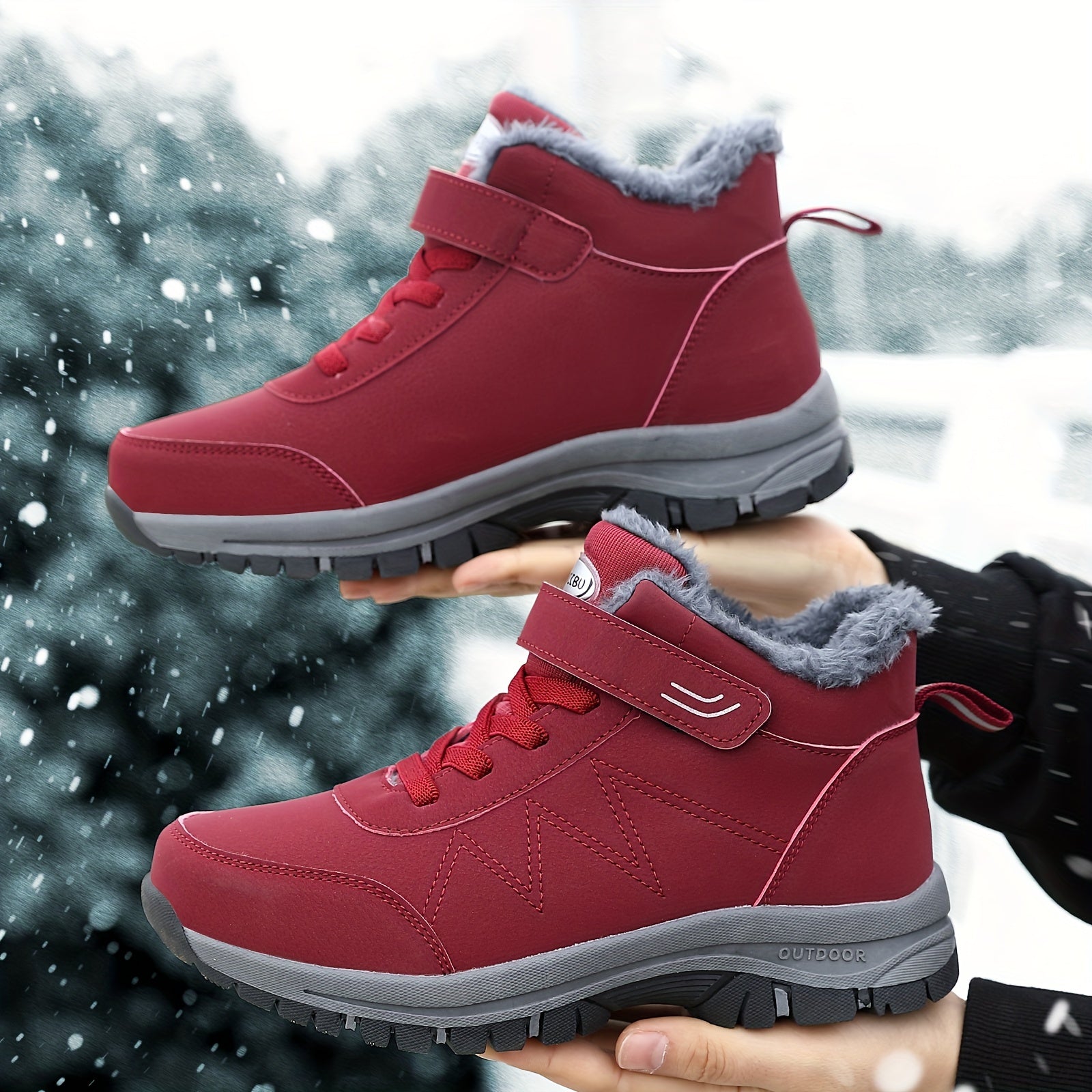 Fur Lined Thermal Snow Boots Slip On Warm Winter Boots