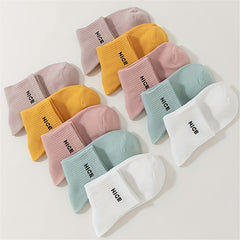 10 Pairs Letter Print Sports Short Socks Women's Stockings