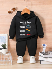 Cartoon Letter Print Kids Outfit Long Sleeve Sweatshirt Set