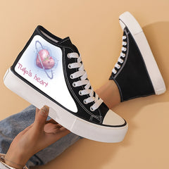 Fantasy Heart Print High Top Canvas Sneakers