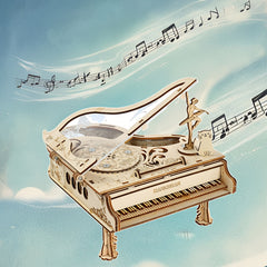 Little Girl Dancing Piano Music Box Wooden Assembly Model DIY Kit
