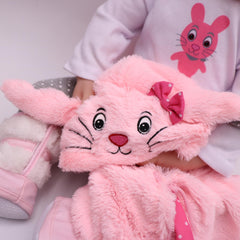 19" Soft Vinyl Reborn Baby Doll Glued Hairwig Pink Rabbit Outfit