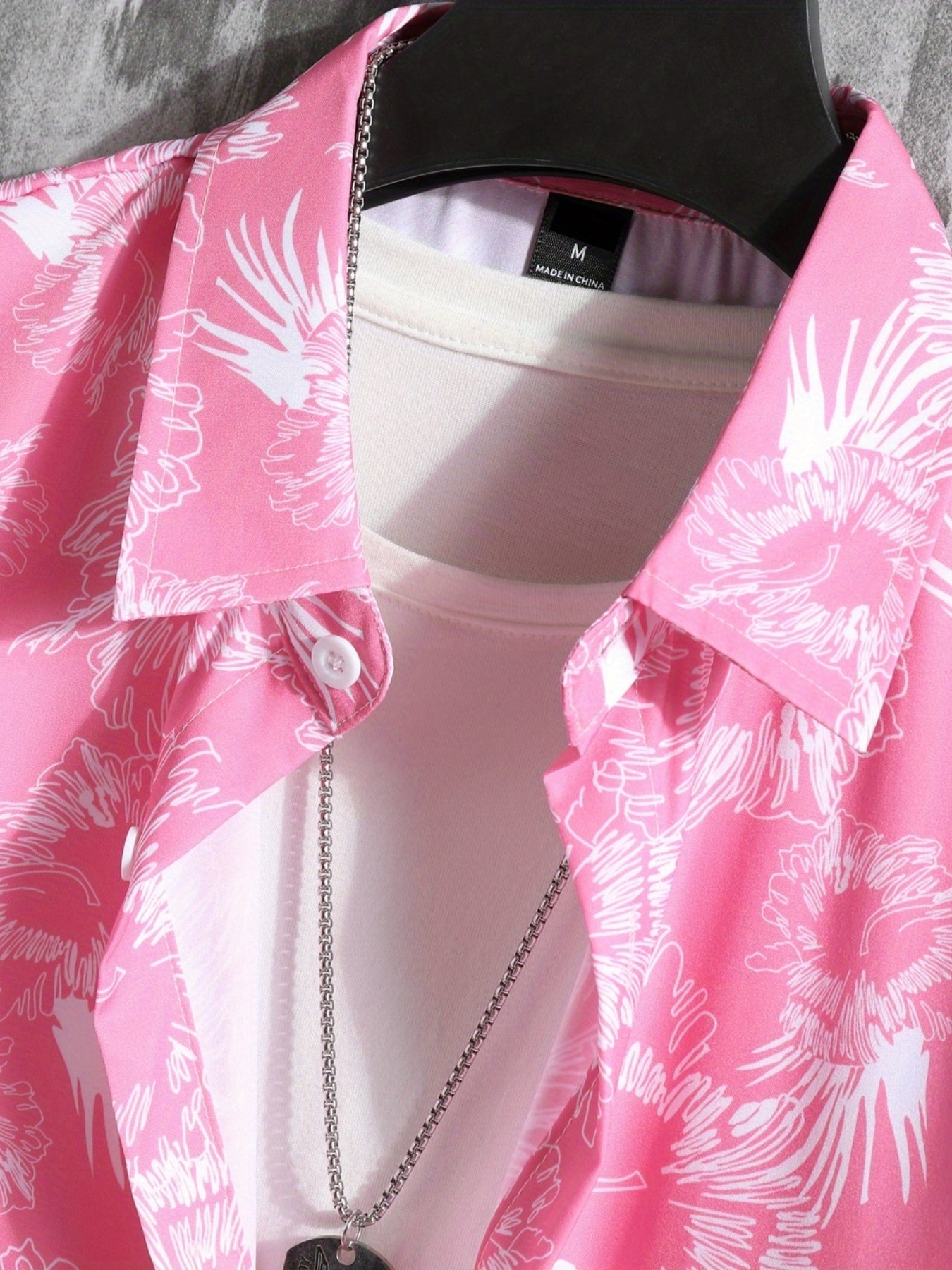 Tropical Floral Print Men's 2Pcs Outfit Camp Collar SS