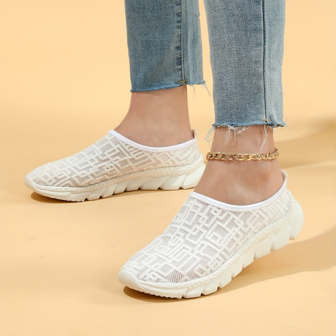Women's Mesh Mule Sneakers Slip On Outdoor Shoes