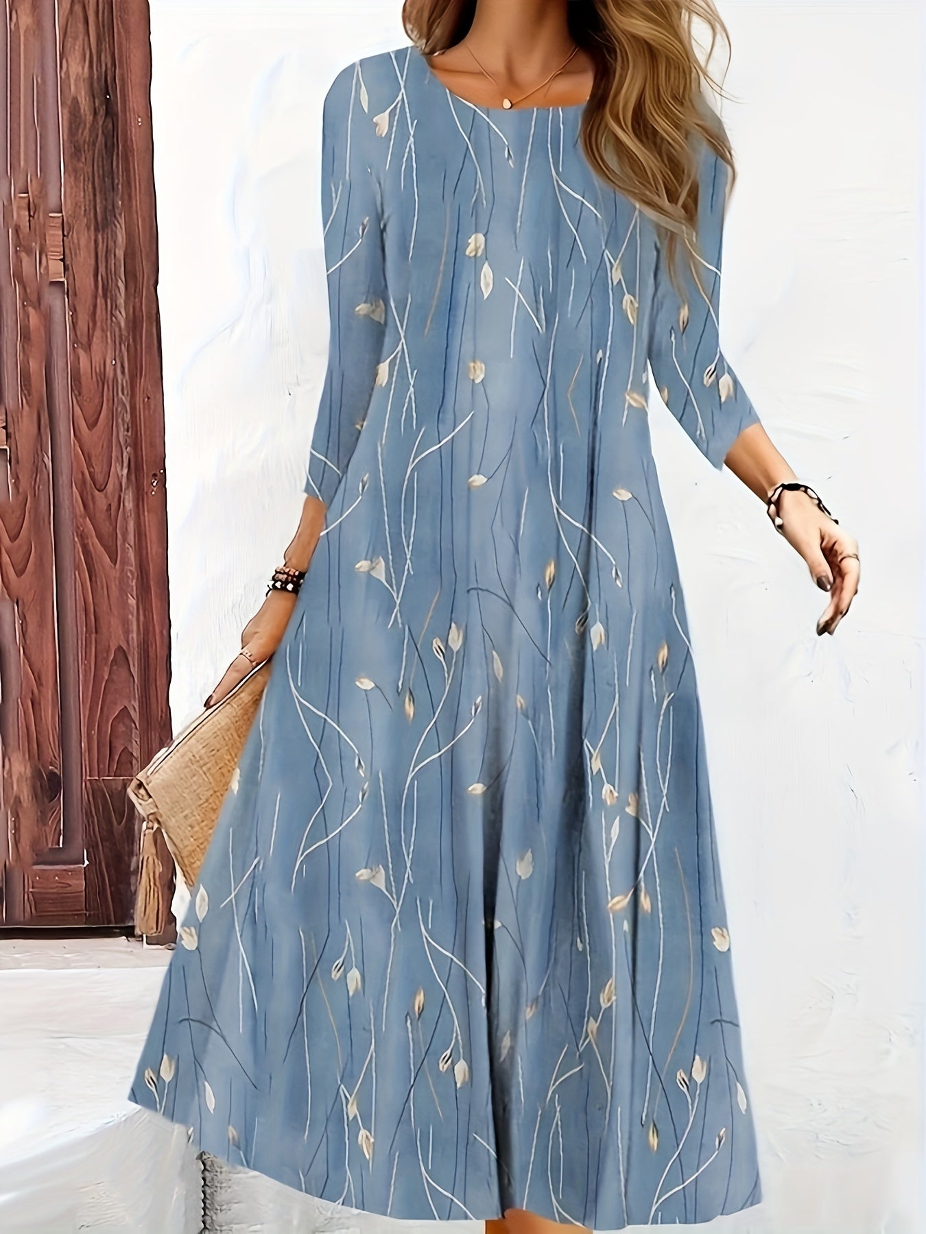 Floral Print Long Sleeve Maxi Dress