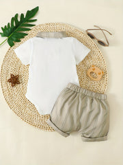2pcs Baby Boys Casual Shirt Onesie & Shorts Set Clothes