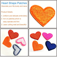 15pcs Heart Shape Iron On Patches - 15 Colors Small Heart Sew On Applique