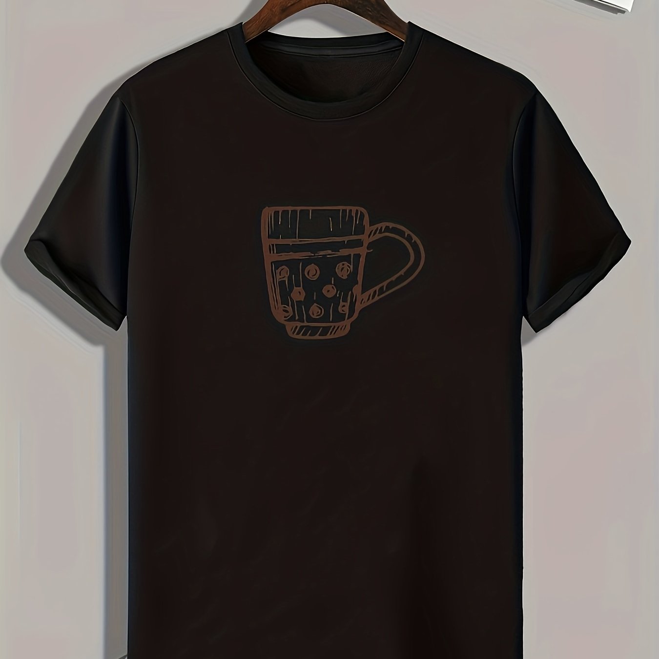 Cup Sketch Print Men's Comfy T shirt Active Stretch Tee