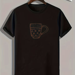 Cup Sketch Print Men's Comfy T shirt Active Stretch Tee