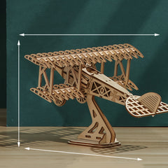 3D Wooden Puzzle Two Wing Aircraft DIY Craft Plane Model Kits