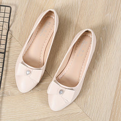 Women's Pointed Toe Bow Flat Shoes Soft Sole Slip On Non Slip Casual Flats