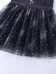 Toddler Girls Ruffle Trim Unicorn Embroidery Party Dress