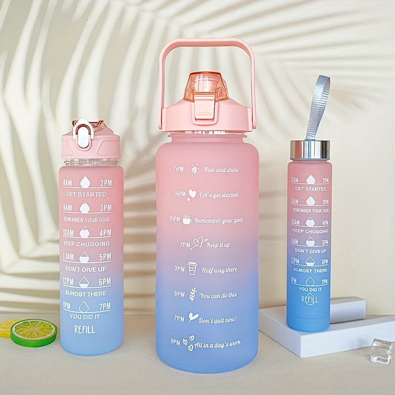 3-Pack 32oz Water Bottle with Straw & Time Marker, Portable Leakproof Sports Cup