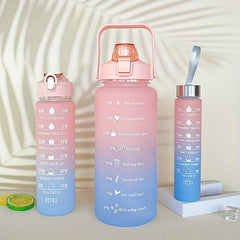 3-Pack 32oz Water Bottle with Straw & Time Marker, Portable Leakproof Sports Cup