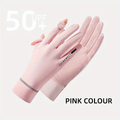 UPF 50 Ice Silk Gloves Short Mesh Breathable Non-slip Touch Screen UV Prote