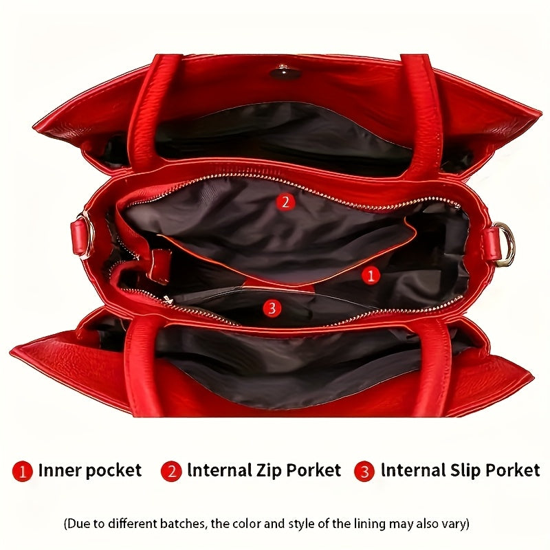 Red Floral Leather Crossbody Bag for Women