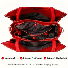 Red Floral Leather Crossbody Bag for Women