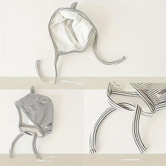 Striped Baby Ear Protection Hat Spring Autumn Cap