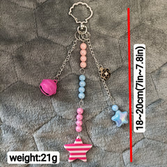 Y2K Bell & Star Keychain for Girls - Red