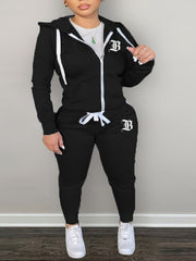 Casual Outfits Set Women's Plus Hooded Sweatshirt & Jogger Pants Set