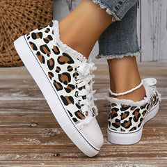 Leopard Pattern Skate Shoes Lightweight Low Top Sport Shoes