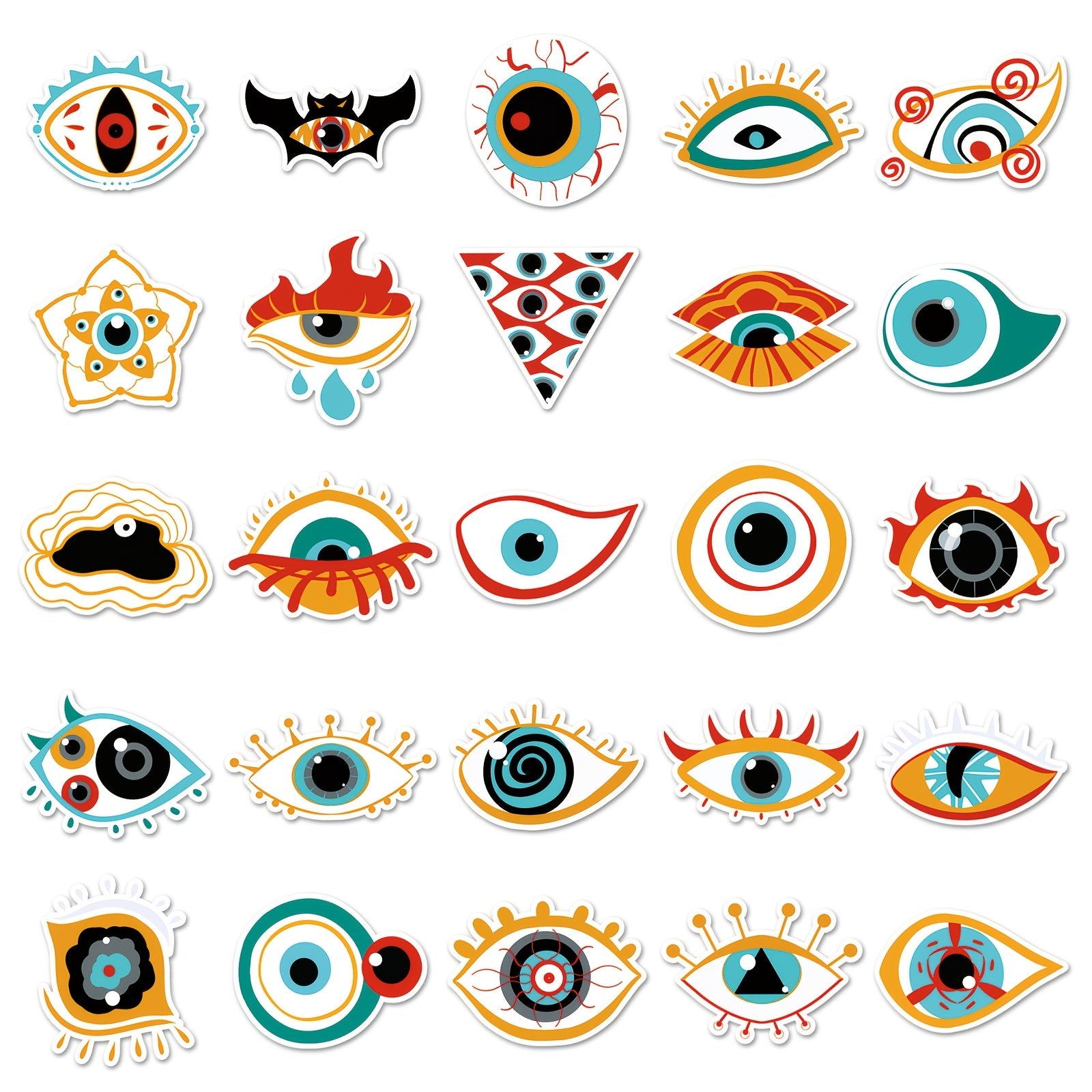 50pcs Devil's Eye Horror Series Phone Case Stickers Waterproof Decor