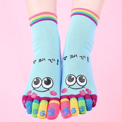 Cartoon Print Toe Socks Colorful Women's Sports Socks