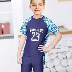 Boys Dinosaur Graphic T-shirt & Trunks Swimsuit Set for Summer