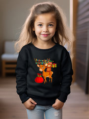 Christmas Reindeer And Bear Print Girls Sweatshirt