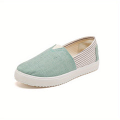 Women's Colorblock Canvas Shoes Slip On Flat Casual Walking Shoes