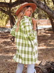 Plaid Shirt Jacket Button Up Casual Shacket for Women