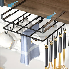 Stainless Steel Kitchen Storage Rack with Hooks and Paper Towel Holder
