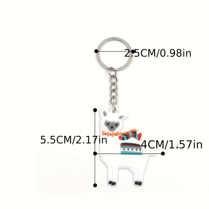 Alpaca Keychain Cartoon Animal PVC Key Ring Purse Bag Backpack Charm