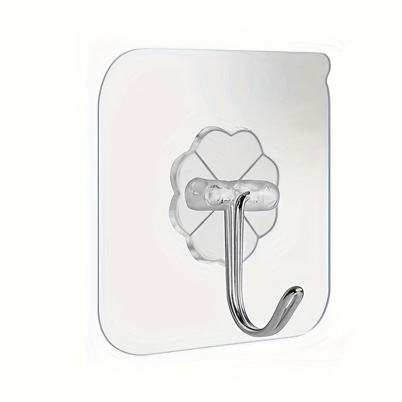 5 Transparent Reusable Wall Hooks Waterproof Adhesive Strong Seamless Paste