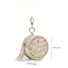 PU Leather Pacifier Bag with Tassel Key Coin Holder