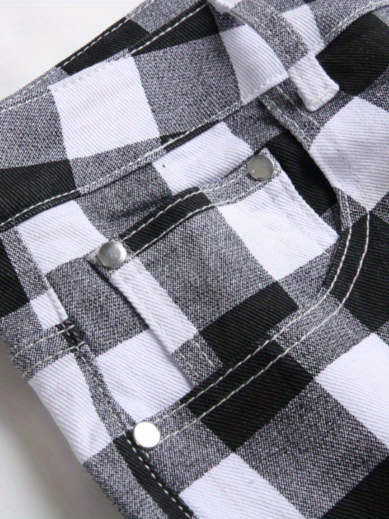 Plaid Slim Fit Jeans Mens Casual Stretch Denim Pants