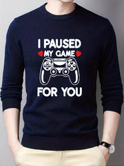 Men's Knitted Crew Neck Sweater for Fall Winter