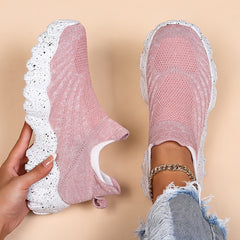 Women's Knitted Running Shoes Lightweight Slip On Sports Shoes