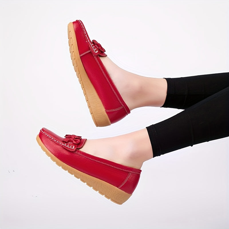 Women's Bowknot Wedge Loafers Slip On Faux Leather Shoes