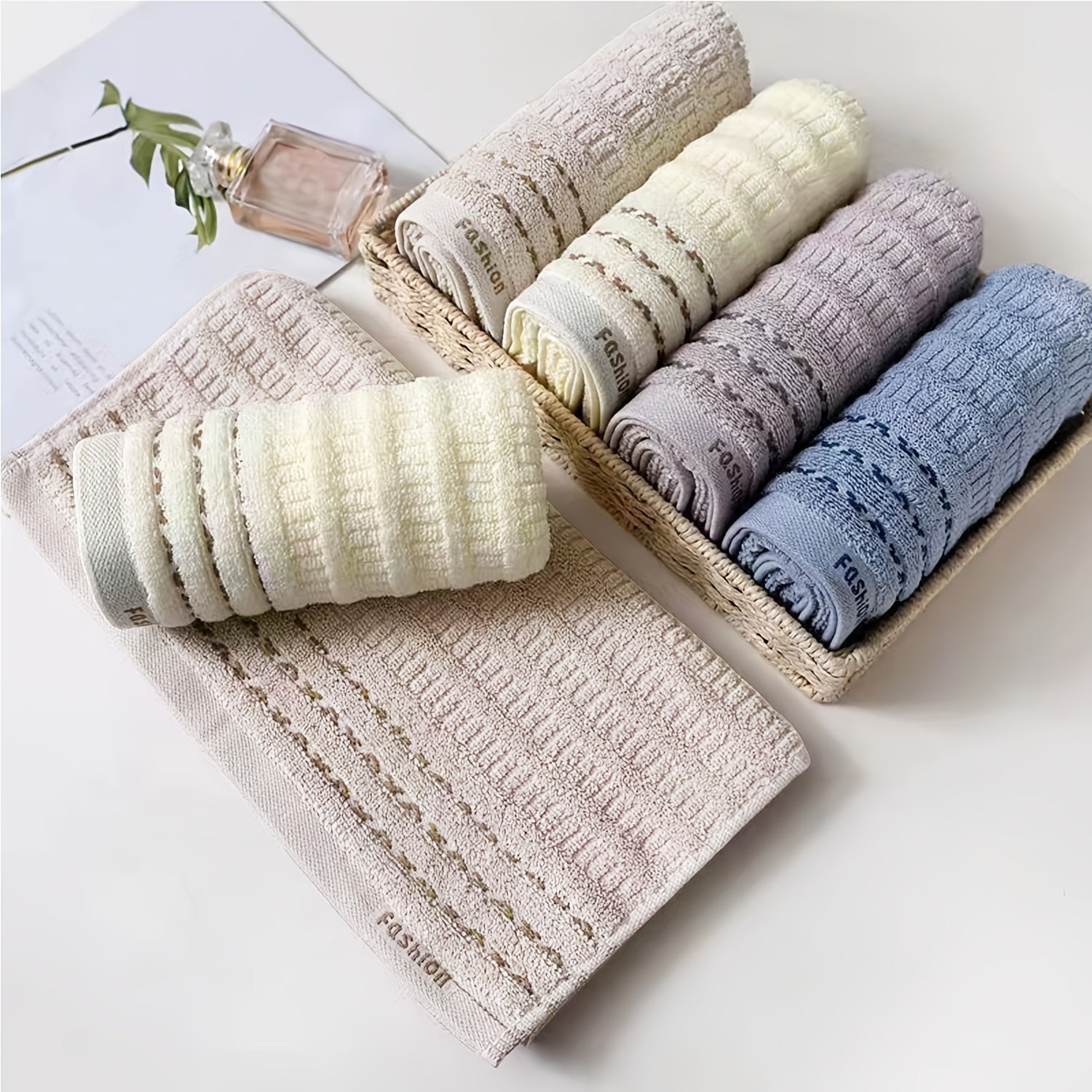 4pcs Absorbent Soft Cotton Hand Towels 33X69cm Home Gym Spa Colors