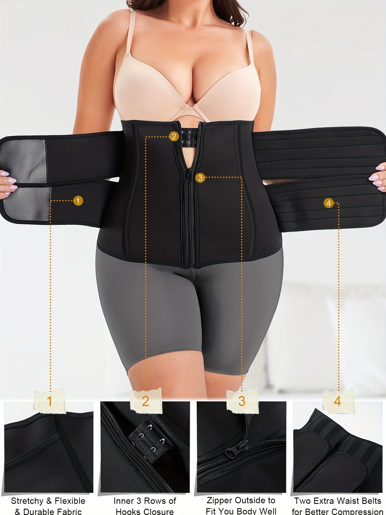 2 Pack Plus Size Sports Shapewear Set Women's Plus Tummy Control Waist Belt