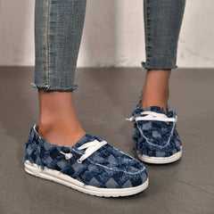 Women's Denim Canvas Sneakers Lace Up Non slip Sport Shoes