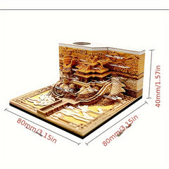 Dragon Traditional Retro Houses Sticky Note Carving Crafts Decoration