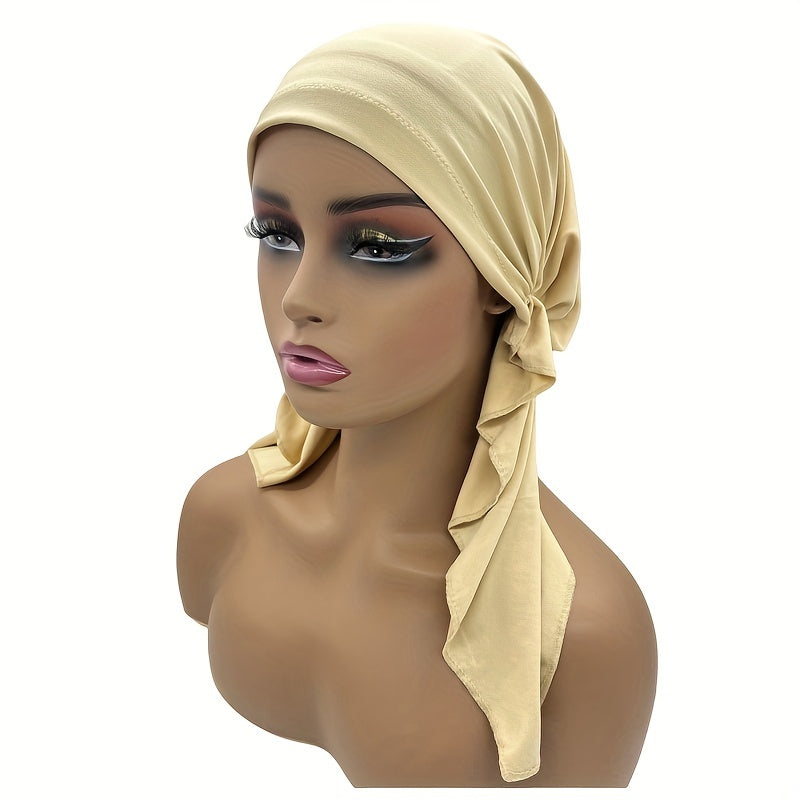 Soft Head Wrap Elastic Turban Cap Lightweight Beanie Vintage Headwear Bandana