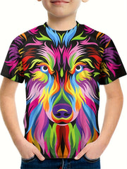 3D Dragon Pattern T shirt For Kids Short Sleeve Top Casual Tee