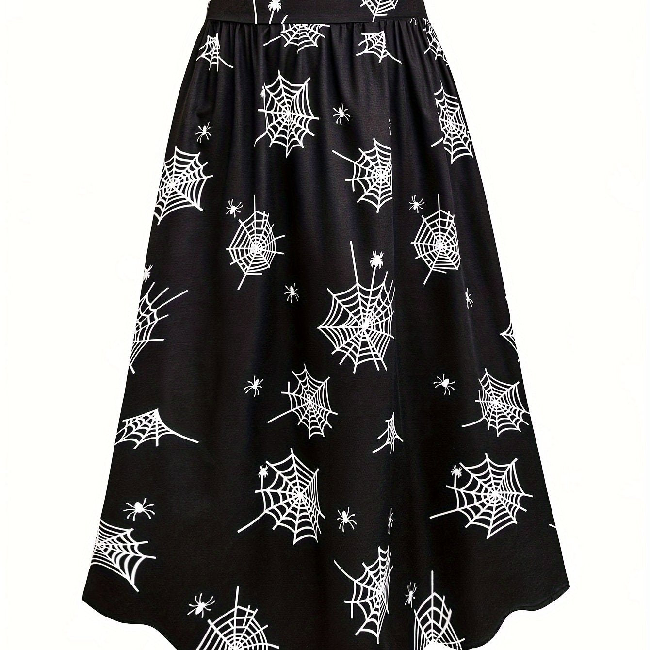 Halloween Spider Web Print Maxi Skirt