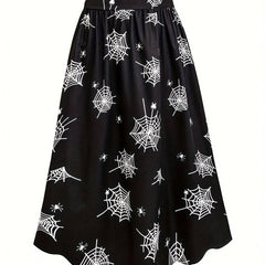Halloween Spider Web Print Maxi Skirt