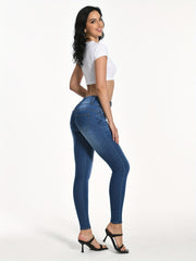 Water Ripple Embossed Denim Skinny Jeans